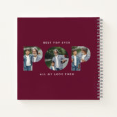 Aangepaste Foto "Beste Pop Ooit" Bourgondië Modern Notitieboek (Achterkant)