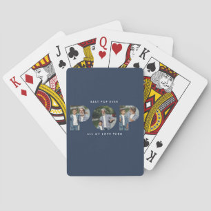 Aangepaste Foto Beste Pop Ooit marineblauw Modern Pokerkaarten