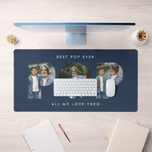 Aangepaste Foto "Beste Pop Ooit" Navy Blue Modern Bureaumat