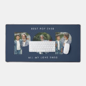 Aangepaste Foto "Beste Pop Ooit" Navy Blue Modern Bureaumat (Keyboard & Muis)