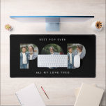 Aangepaste Foto "Beste Pop Ooit" Zwart Modern Bureaumat<br><div class="desc">Vier 's werelds beste vader of opa met deze aangepaste foto 'Beste Pop ooit' Desk Mat. Personaliseer het met uw favoriete foto's en voeg een oprechte boodschap toe voor een uniek en praktisch geschenk waar hij van zal houden. De gedurfde "POP" -belettering fungeert als een fotocollage, waardoor het een doordachte...</div>