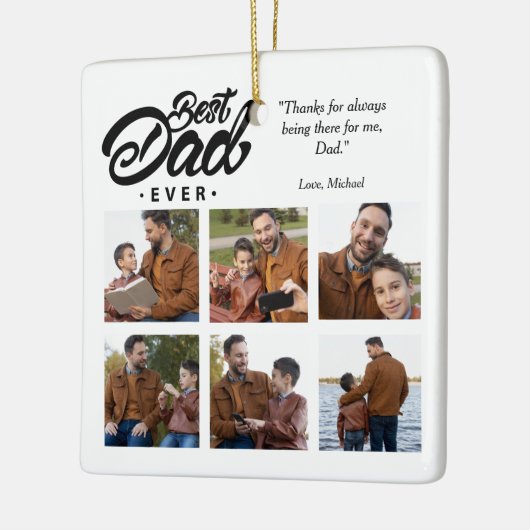 Aangepaste foto beste vader ooit keramisch ornament (Links)