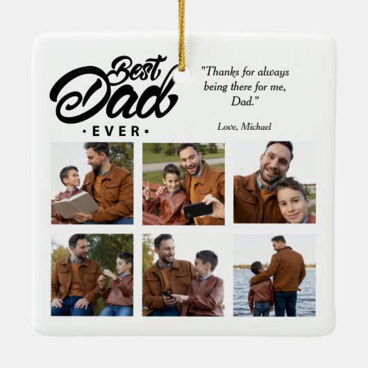Aangepaste foto beste vader ooit keramisch ornament (Achterkant)