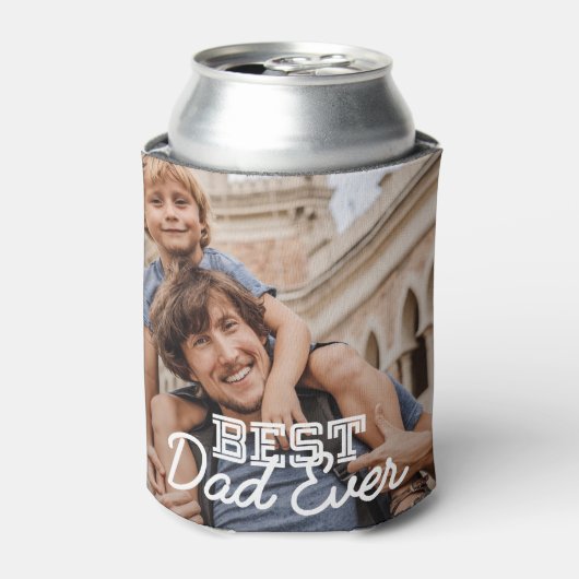 Aangepaste foto beste vader ooit Modern Cool Stitc Blikjeskoeler (Blikje Voorkant)