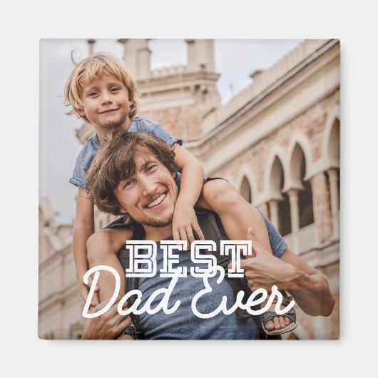 Aangepaste foto beste vader ooit Modern Cool Stitc Magneet (Voorkant)