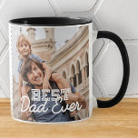 Aangepaste foto beste vader ooit Modern Cool Stitc Mok<br><div class="desc">Dit eenvoudige en moderne ontwerp bestaat uit serif en cursieve typografie en voegt een douanefoto toe</div>