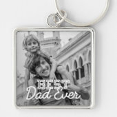 Aangepaste foto beste vader ooit Modern Cool Stitc Sleutelhanger (Voorkant)