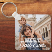 Aangepaste foto beste vader ooit Modern Cool Stitc Sleutelhanger (Voorkant)