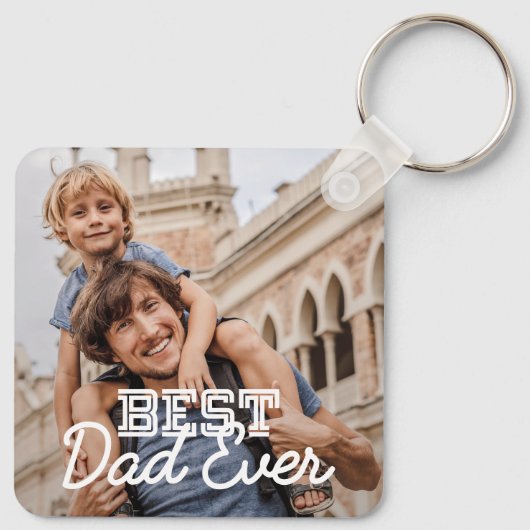 Aangepaste foto beste vader ooit Modern Cool Stitc Sleutelhanger (Achterkant)