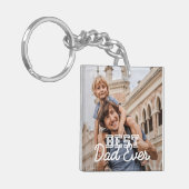 Aangepaste foto beste vader ooit Modern Cool Stitc Sleutelhanger (Voorkant Links)