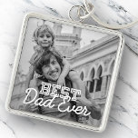 Aangepaste foto beste vader ooit Modern Cool Stitc Sleutelhanger<br><div class="desc">Dit eenvoudige en moderne ontwerp bestaat uit serif en cursieve typografie en voegt een douanefoto toe</div>