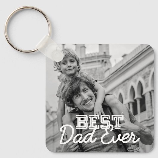Aangepaste foto beste vader ooit Modern Cool Stitc Sleutelhanger (Voorkant)