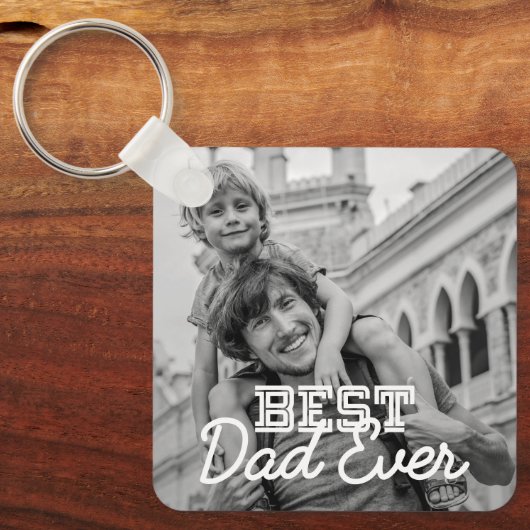 Aangepaste foto beste vader ooit Modern Cool Stitc Sleutelhanger (Voorkant)