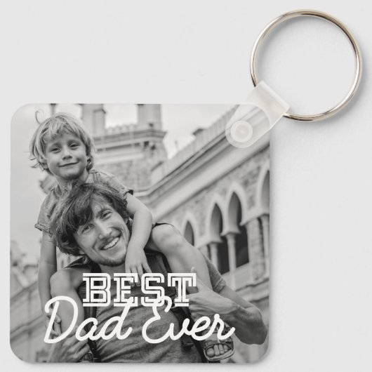 Aangepaste foto beste vader ooit Modern Cool Stitc Sleutelhanger (Achterkant)