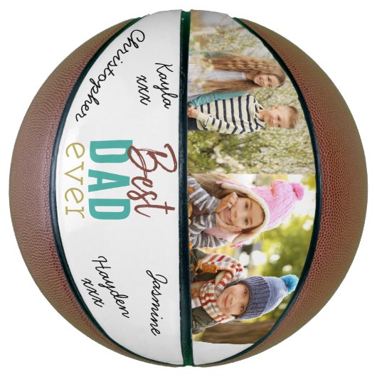 Aangepaste foto beste vader ooit ondertekend basketbal (Verticaal)