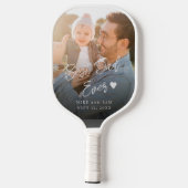 Aangepaste foto beste vader ooit scriptnaam pickleball paddle (Achterkant)