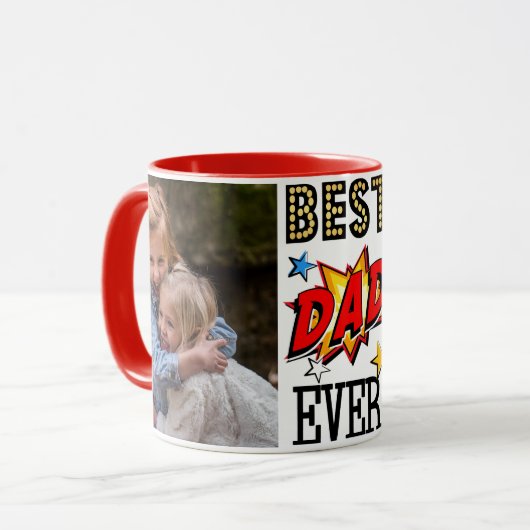 Aangepaste foto beste vader ooit superheld mok (Voorkant links)