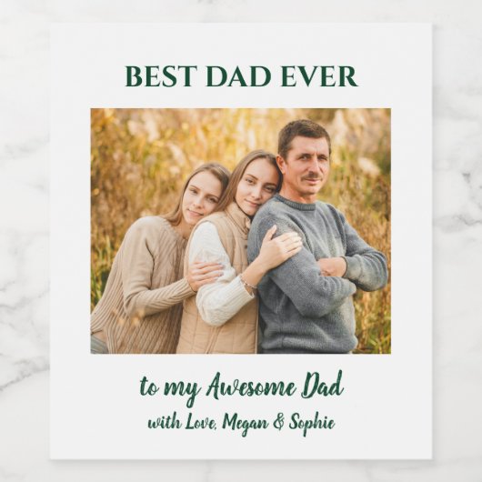 Aangepaste foto beste vader ooit wijn etiket (Enkel label)