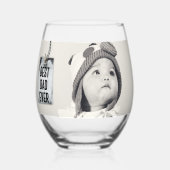 Aangepaste foto beste vader ooit wijnglas zonder voet (Voorkant)