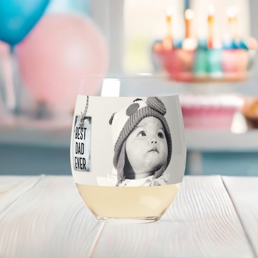 Aangepaste foto beste vader ooit wijnglas zonder voet (Insitu (Baby Shower))