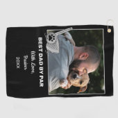 Aangepaste foto Beste vader Par Golf Towel Golfhanddoek (Horizontaal)