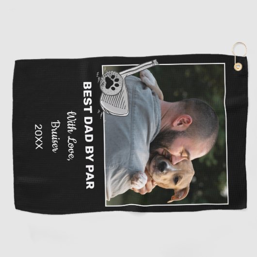 Aangepaste foto Beste vader Par Golf Towel Golfhanddoek (Horizontaal)