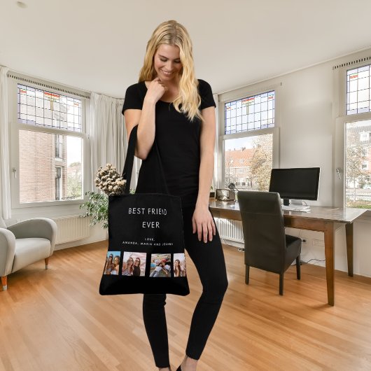 Aangepaste foto beste vriend collage zwart wit tote bag