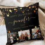 Aangepaste foto beste vriend zwarte gouden sterren kussen<br><div class="desc">Een cadeau van vrienden voor de 21ste verjaardag van een vrouw, die haar leven viert met 3 van je foto's van haar, haar vrienden, familie, interesse of huisdieren. Geef haar naam, 21 jaar en uw namen een persoonlijk tintje en voeg ze toe. Gulden gekleurde letters. Een klassieke zwarte achtergrondkleur. Haar...</div>