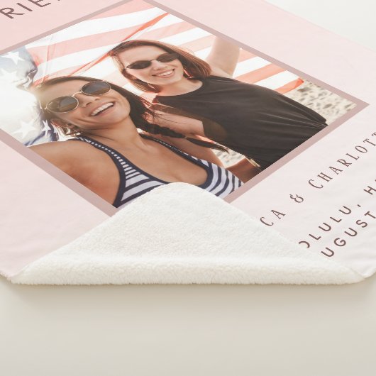 Aangepaste foto beste vrienden blozen roze roze ro sherpa deken (3/4)