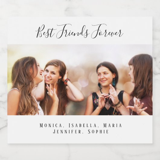 Aangepaste foto beste vrienden voor altijd bessen sparkling wijnetiket (Enkel label)