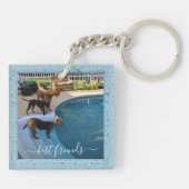 Aangepaste Foto Beste Vrienden Voor Altijd Blauw L Sleutelhanger (Achterkant)