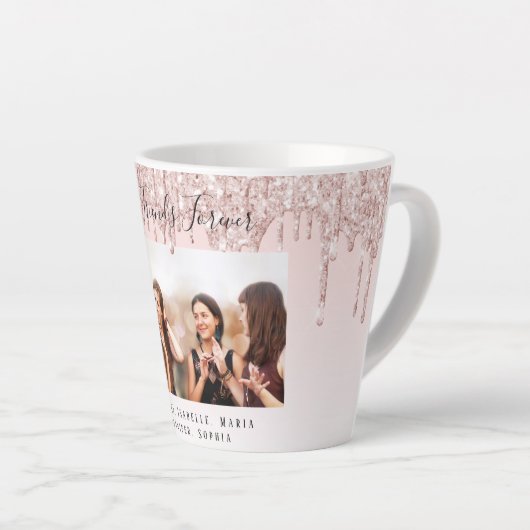 Aangepaste foto beste vrienden voor altijd roze latte mok (Rechterhoek)