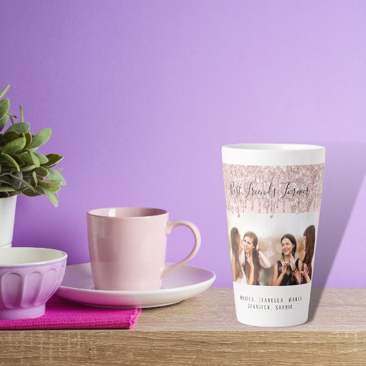 Aangepaste foto beste vrienden voor altijd roze latte mok