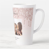 Aangepaste foto beste vrienden voor altijd roze latte mok (Rechts)
