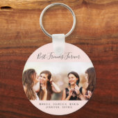 Aangepaste foto beste vrienden voor altijd roze sleutelhanger (Voorkant)