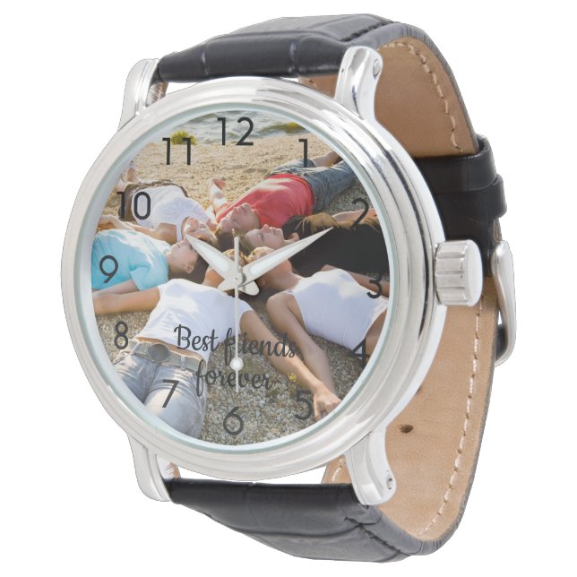 Aangepaste foto beste vrienden zwarte cijfers horloge (Gekanteld)