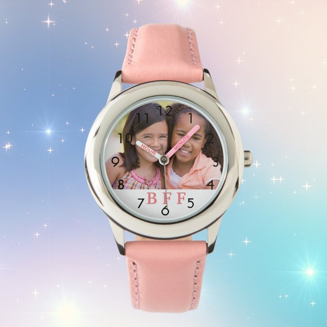 Aangepaste foto BFF beste vrienden voor altijd roz Horloge (Creator heeft geüpload)