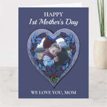 Aangepaste foto bijtende hartblauwe eerste moederd