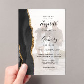 Aangepaste foto 'Black Gold Agate Weddenschap' Acryl Uitnodigingen (Insitu (Draagbaar))