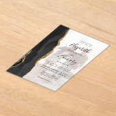 Aangepaste foto 'Black Gold Agate Weddenschap' Acryl Uitnodigingen (Laagn)