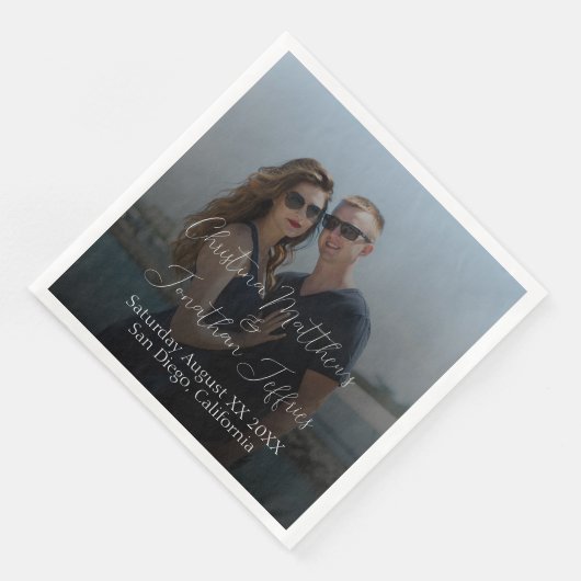 Aangepaste foto Black gradiënt bruiloft Servet (Hoek)