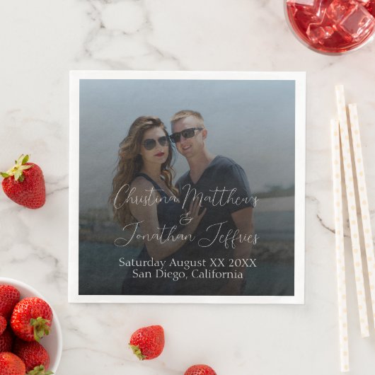 Aangepaste foto Black gradiënt bruiloft Servet (Insitu)