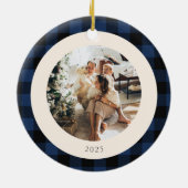 Aangepaste foto  blauw en zwart buffel keramisch ornament (Achterkant)