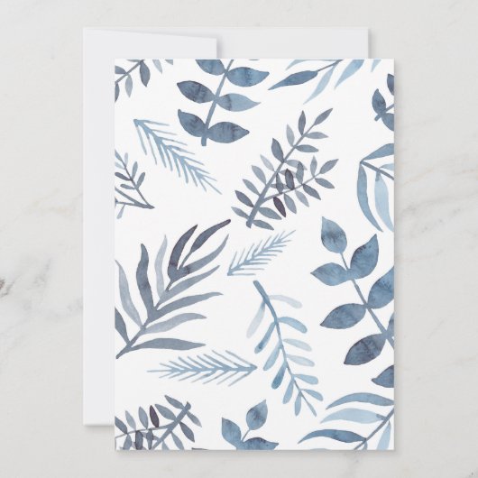 Aangepaste foto Blauw Floral Baptisme Kaart (Achterkant)