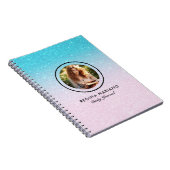 Aangepaste foto blauw groen glitter ombre notitieboek (Rechterzijde)