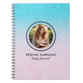 Aangepaste foto blauw groen glitter ombre notitieboek (Voorkant)