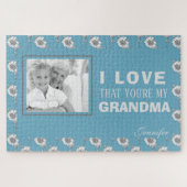 Aangepaste foto blauw Ik hou ervan dat je mijn oma Legpuzzel (Horizontaal)