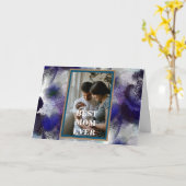 Aangepaste foto Blauw Paars Floral Happy Mothers d Kaart (Gele Bloem)