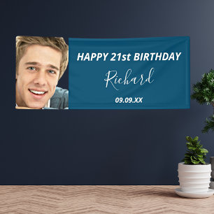 Aangepaste foto blauw-wit-modern op feestdag spandoek