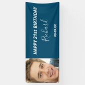 Aangepaste foto blauw-wit-modern op feestdag spandoek (Verticaal)